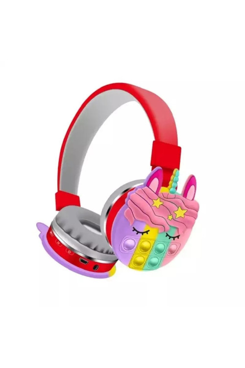 KT-55C Unicorn Popit Kablosuz Kulaklık Şarjlı Kulaküstü Bluetooth Kulaklığı Mikrofonlu Hafıza Kartı Girişli