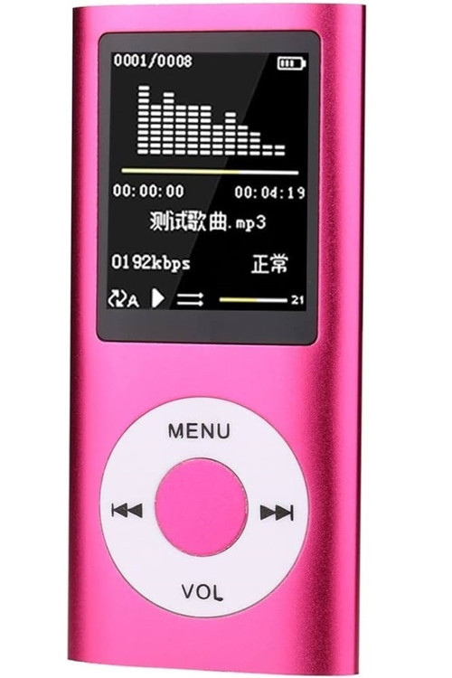 Pembe Dijital Renkli Ekranlı Mp3-mp4 Çalar Hafıza Kartı Girişli Metal