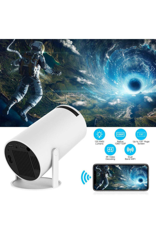 HY300 Wifi6 Projektör Android 11 4K 150 ANSI BT 1280X720p Taşınabilir Ev Sinema Projeksiyon