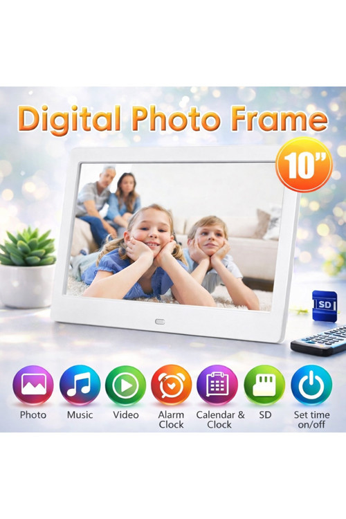 10.1 inç Digital Fotoğraf Çerçevesi Photo Frame SD/USB MP3/MP4 ÇALAR 1024X600 RESİM ÇERÇEVE