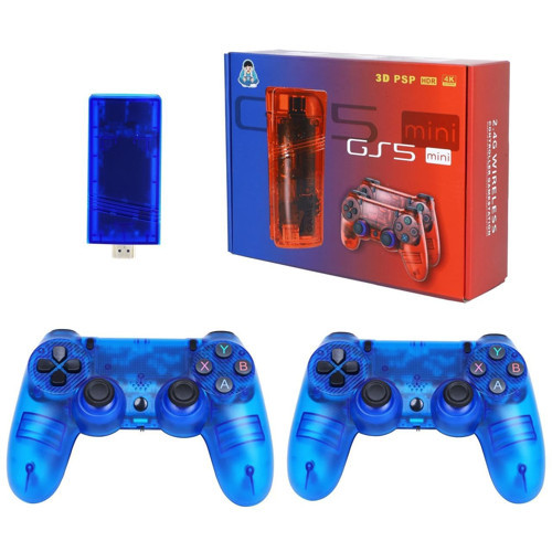 GS5 MINI Retro Oyun Konsolu Stick HDMI Çift GamePad 64 GB Mavi