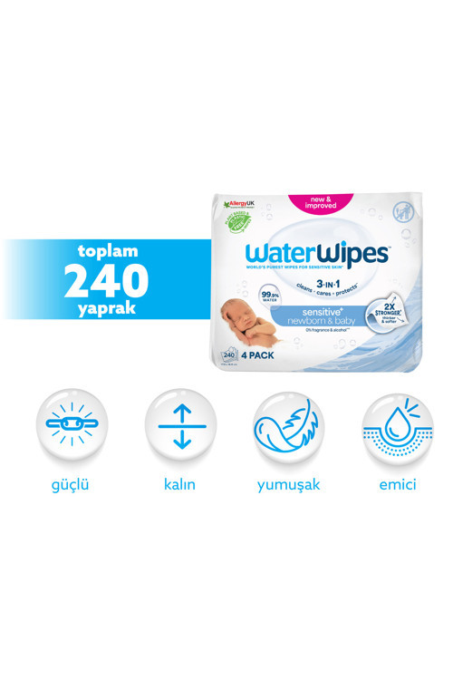 Bio 99.9% Saflaştırılmış Su Islak Mendil Beyaz 240 Adet 0 Ay