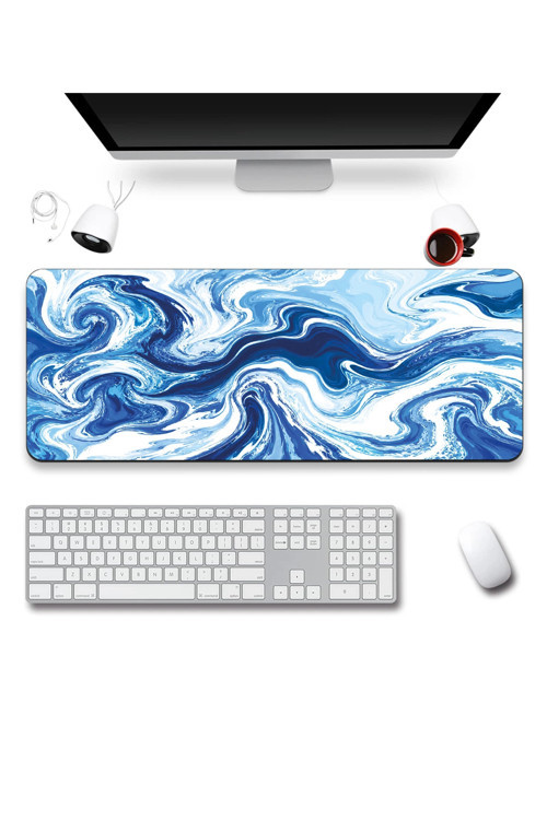 SonicTouch Klavye Mousepad 40x90cm Dikişsiz Pürüzsüz Sıvı Geçirmez Kaymaz Taban Buzul Girdabı