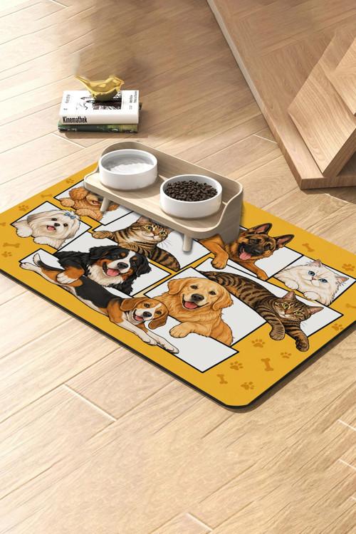 Kedi Köpek Beslenme Matı 50x70cm Su Geçirmez Mama Kabı Altlığı Paspası Patili Aile Albümü