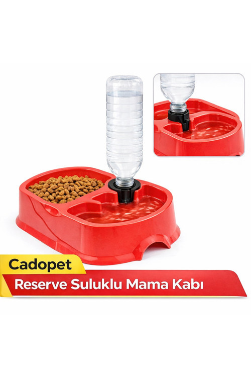 CADOPET HAZNELİ MAMA SU KABI-KIRMIZI