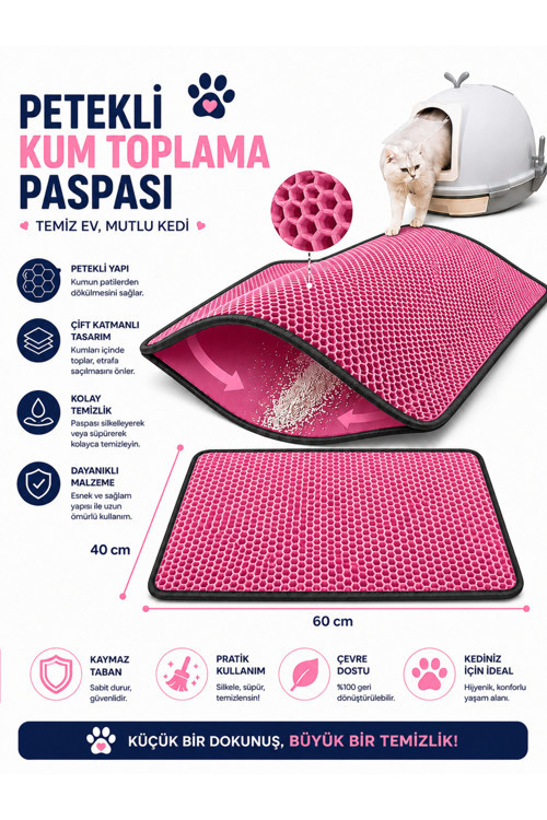 KEDİ TUVALET ÖNÜ PASPASI-PEMBE