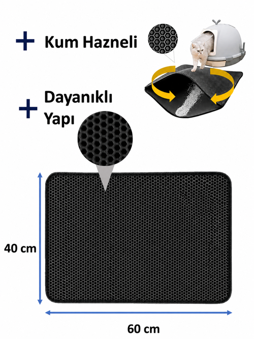 KEDİ TUVALET ÖNÜ PASPASI-SİYAH