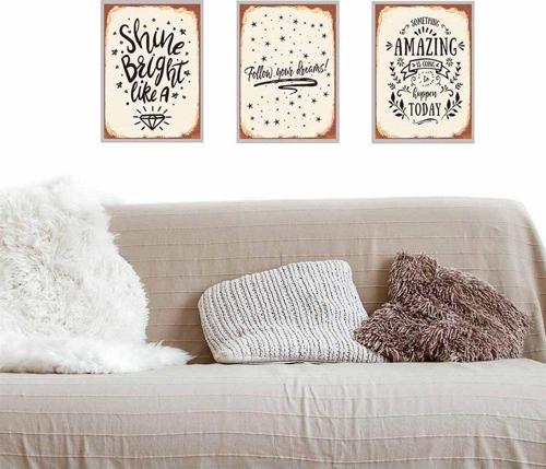 Motto Ahşap Tasarım Duvar Panosu 3'Lü Set