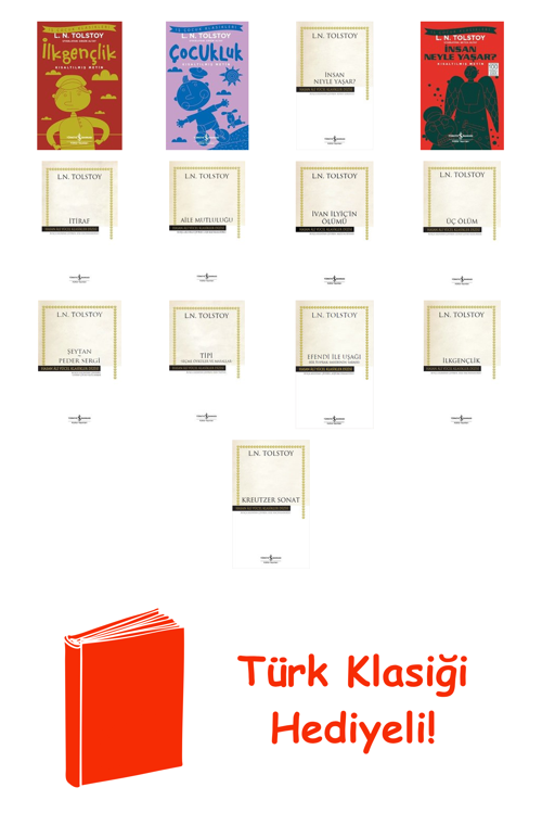 Lev Nikolayeviç Tolstoy 13 Kitap Seti + Türk Klasiği Hediye