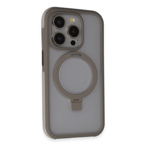 İphone 15 Pro Max Zorda Airbag Magsafe Standlı Kapak - Titan Gri