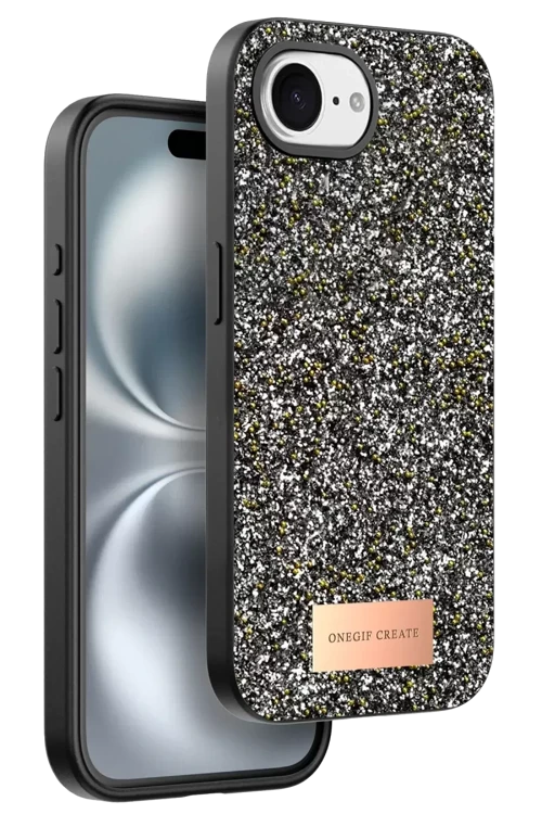 Onegif Apple İphone 16e Bright Simli Kapak - Gümüş