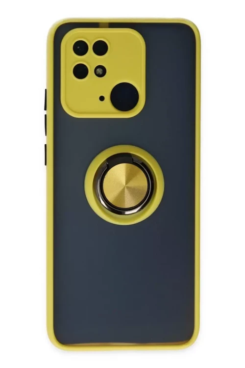 Xiaomi Redmi 10c Kılıf Montreal Yüzüklü Silikon Kapak - Sarı