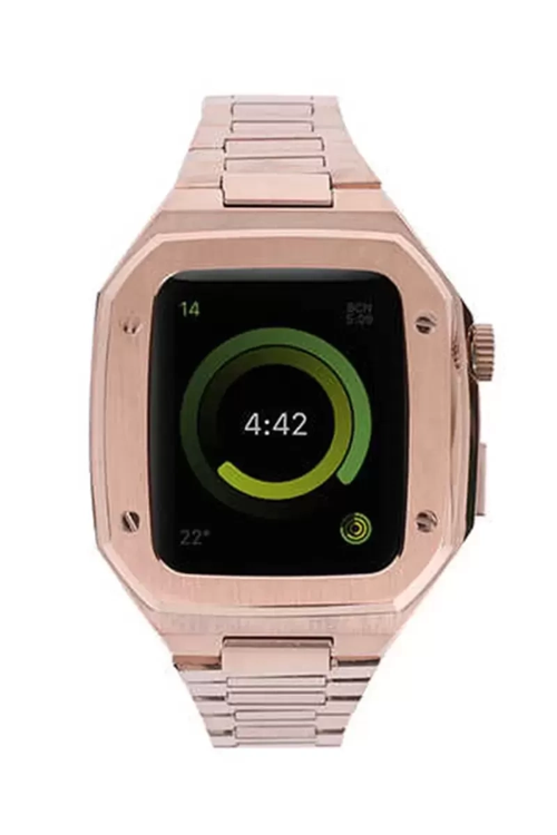 Newface Apple Watch 44mm Metal Petek Kasalı Kordon - Rose Gold