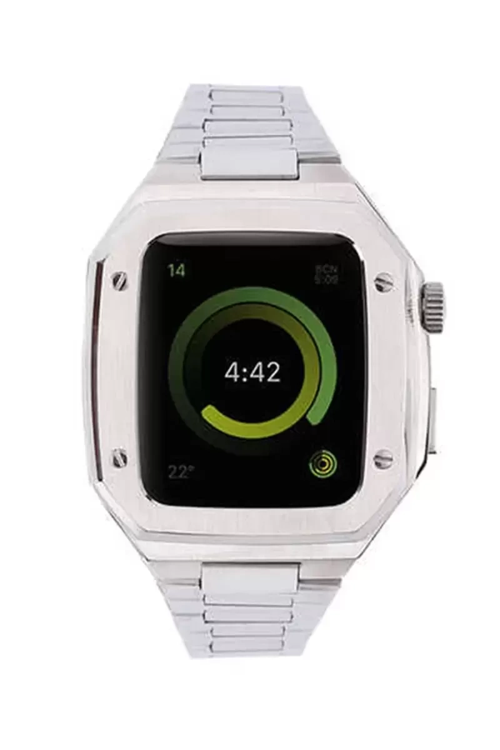 Newface Apple Watch 45mm Metal Petek Kasalı Kordon - Gümüş