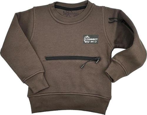 Çift Fermuar Detaylı Erkek Bebek Sweat Kahverengi