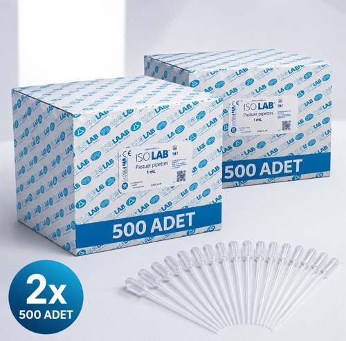 1 mL Pastör Pipet 1000 Adet (2 x 500'lü Kutu) Şeffaf Plastik Damlalık | Alman Menşeli
