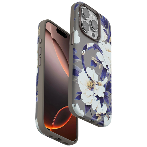 Onegif İphone 14 Pro Max Flower Series Magsafe Kapak - Gri