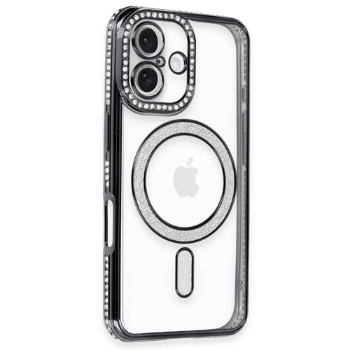 İphone 16 Kılıf Joke Simli Magneticsafe Kılıf - Siyah