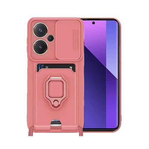 Xiaomi Redmi Note 13 Pro Plus Kılıf Zuma Kartvizitli Yüzüklü Silikon - Pembe
