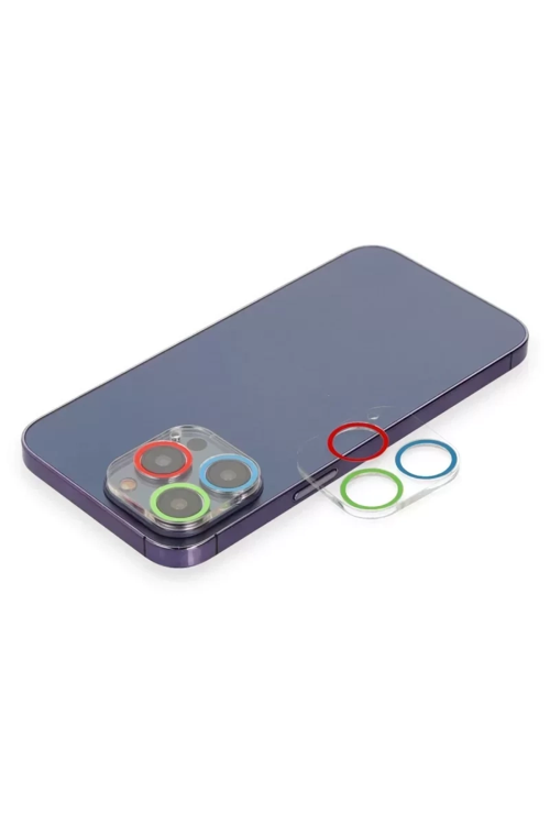 Newface Apple İphone 13 Pro Renkli Kamera Lens Koruma Cam - Mavi-yeşil