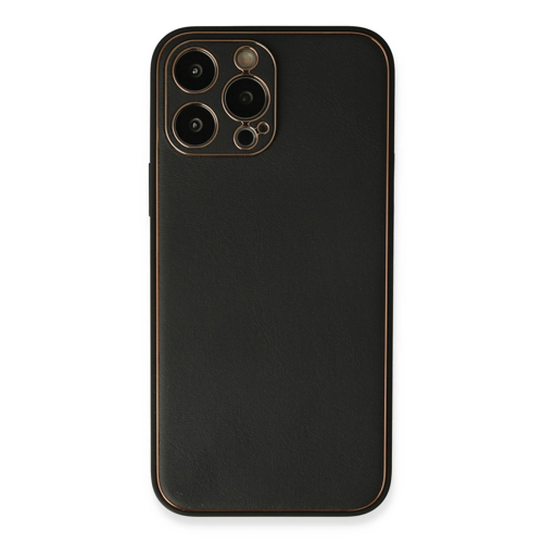 İphone 13 Pro Max Kılıf Coco Deri Silikon Kapak - Siyah