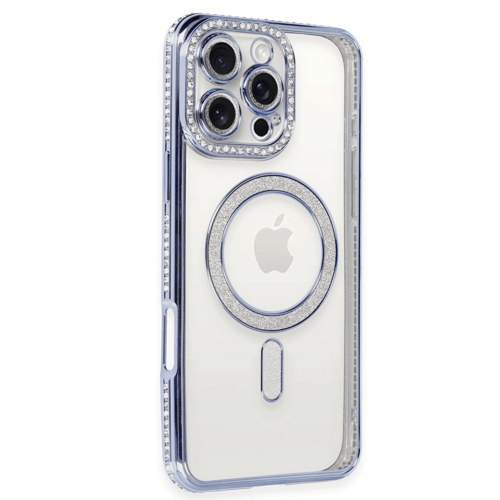 İphone 16 Pro Kılıf Joke Simli Magneticsafe Kılıf - Mavi