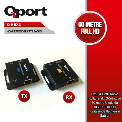HDMI EXTENDER CAT6 60M 2 Lİ PAKET (ADAPTÖR DAHİL) (Q-HEX2)