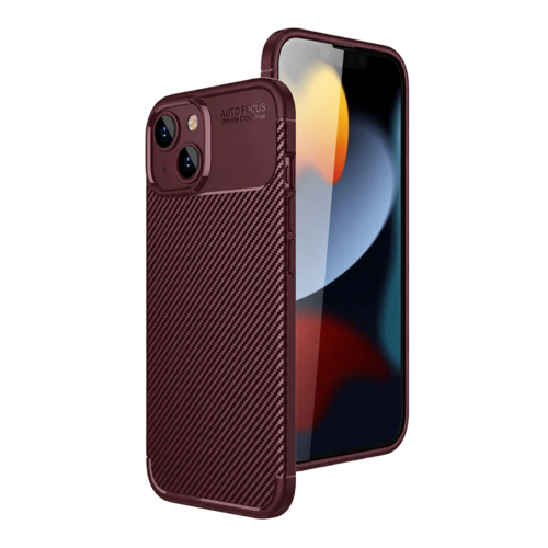 İphone 15 Kılıf Auto Focus Karbon Kapak - Bordo
