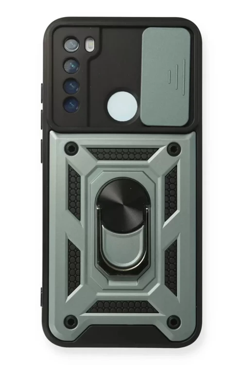 Xiaomi Redmi Note 8 Kılıf Pars Lens Yüzüklü Silikon - Yeşil