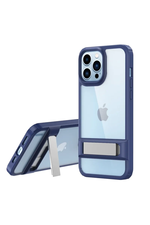 Newface İphone 13 Pro Max Kılıf Rolet Stand Kapak - Lacivert