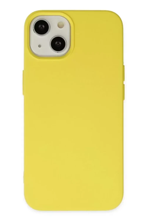 Apple İphone 14 Kılıf Nano İçi Kadife Silikon - Sarı