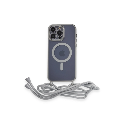 İphone 12 Pro Kılıf Divo Lazer Askılı Magsafe Kapak - Gümüş