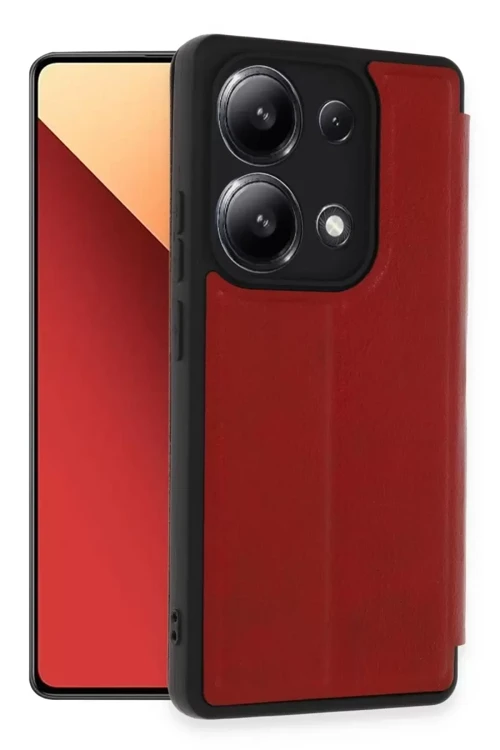 Xiaomi Redmi Note 13 4g Kılıf Flip Cover - Kırmızı