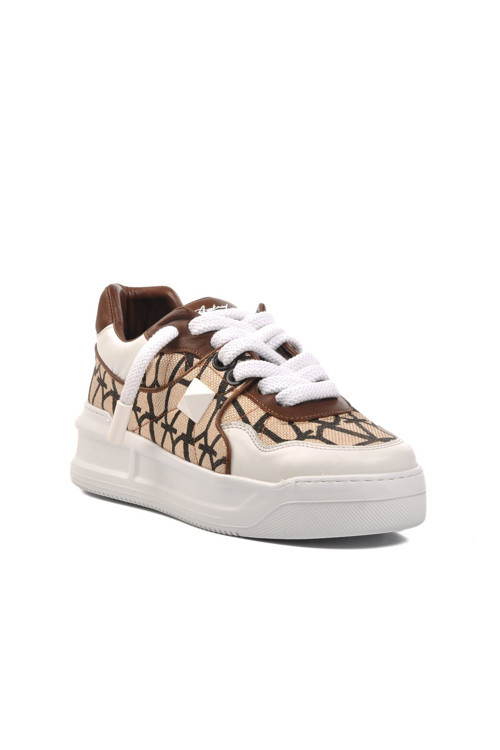 Kahve-Beyaz Bağcıklı Kalın Taban Erkek Sneaker 1306 M