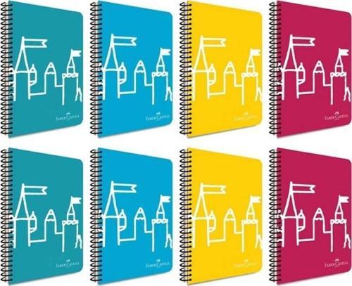 Spiralli Plastik Kapak Neon 80 Yaprak 8'li Defter Seti (4 Adet Çizgili - 4 Adet Kareli)