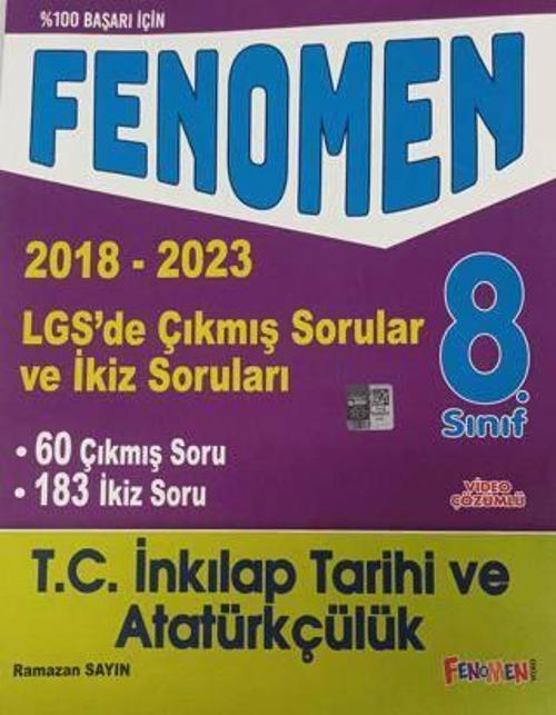 Gama Yayınları 8. Sınıf İnkılap Tarihi Ve Atatürkçülük Fenomen 2018-2023 Çıkmış Sorular Ve İkiz Soruları