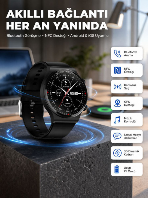 Akıllı Saat Yeni Nesil Üç Kordonlu Nabız Ölçer Çağrı Cevaplama