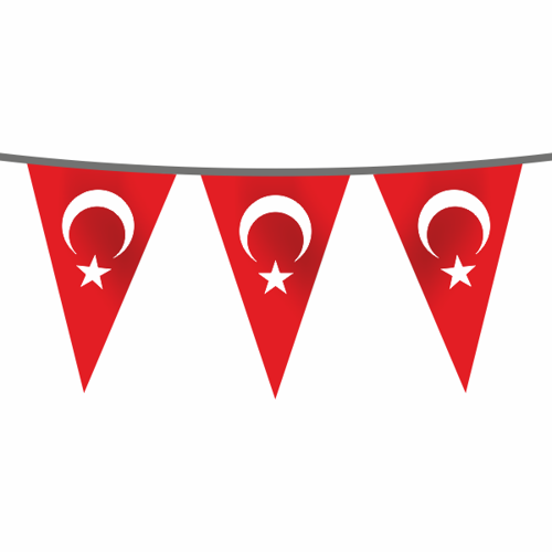 İpe Dizili Süsleme Üçgen Türk Bayrağı 50 metre