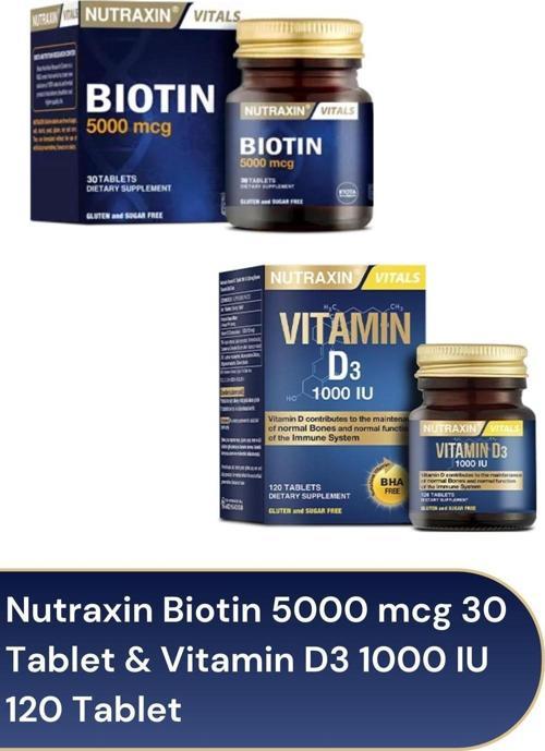 Biotin 5000 mcg 30 Tablet & Vitamin D3 1000 IU 120 Tablet