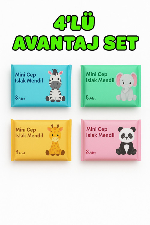 4 Paket Mini Islak Mendil Kokusuz Temizlik Bezi Çocuk Ve Okul Çanta İçin Taşınabilir Hijyenik