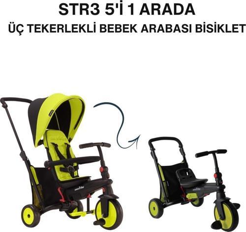 STR3 Plus 5’i 1 Arada Modüler Katlanabilir Bebek Arabası ve Üç Tekerlekli Bebek Bisikleti - Green