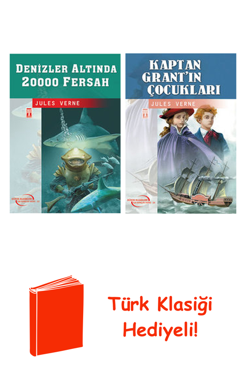 Jules Verne 2 Kitap Seti + Türk Klasiği Hediye