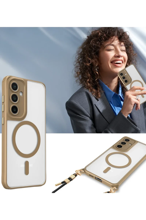Newface Samsung Galaxy S23 Fe Kılıf Enka Magsafe Silikon Kılıf - Desert