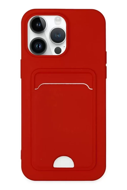 Apple İphone 14 Pro Kılıf Kelvin Kartvizitli Silikon - Kırmızı