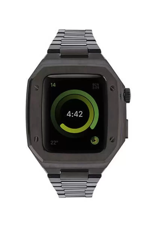 Newface Apple Watch 44mm Metal Petek Kasalı Kordon - Siyah
