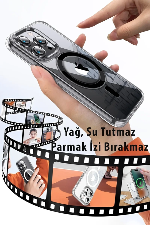 Joko İphone 15 Pro Max Kılıf Crystal Magsafe Kapak - Şeffaf
