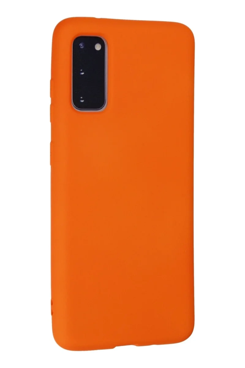 Newface Samsung Galaxy S20 Kılıf Nano İçi Kadife Silikon - Turuncu