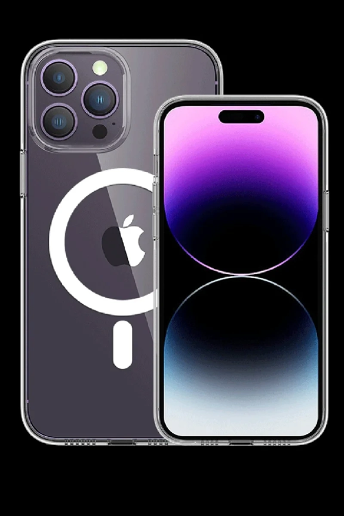 Newface İphone 15 Pro Max Kılıf Tron Şeffaf Magsafe Kapak - Şeffaf