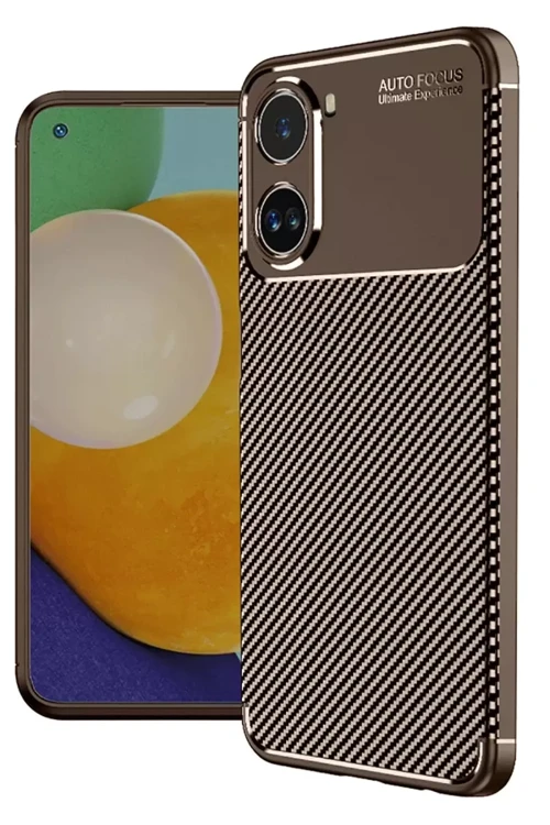 Xiaomi Poco X7 Pro Kılıf Auto Focus Karbon Kapak - Kahverengi