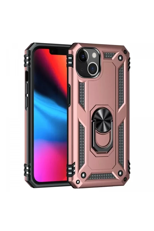 Apple İphone 14 Plus Kılıf Sofya Yüzüklü Silikon Kapak - Rose